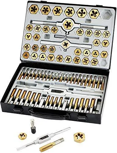 VCT 86pc Tap and Die Combination Set Tungsten Bearing Steel Titanium Coated SAE