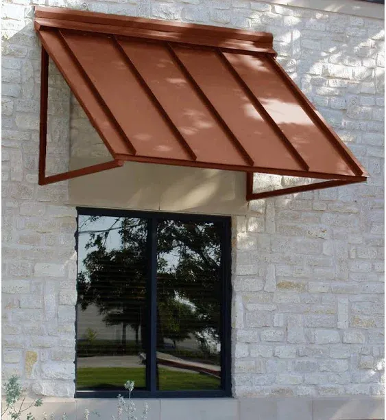 4.7 ft. Houstonian Metal Standing Seam Fixed Awning (56 in. W x 24 in. H x 24 in. D) Pewter