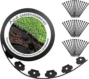  46FT Plastic Landscape Edging Kit 1.5in. Height No-Dig Black 1.5in X 46FT