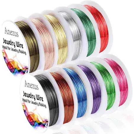 Anezus 12 Rolls Jewelry Wire Craft Wire Tarnish Resistant Beading Wire for Jewelry Making Supplies