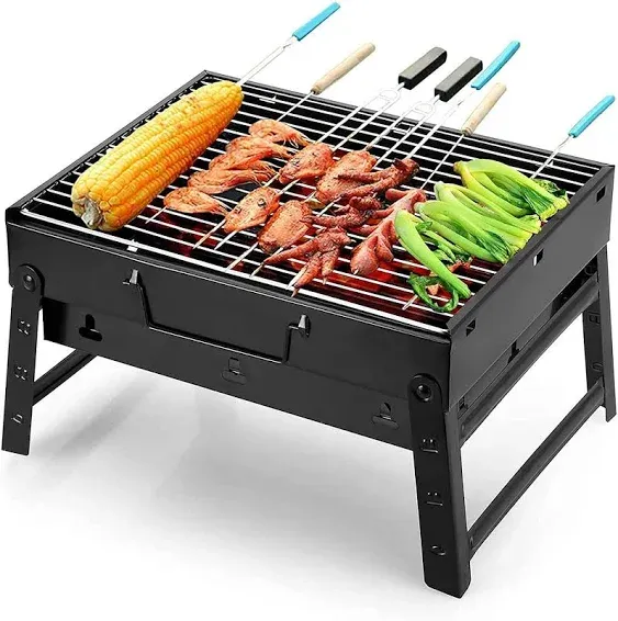 Large Portable Folding Charcoal BBQ Grill Stainless Steel Camping Picnic Cooking  | eBay