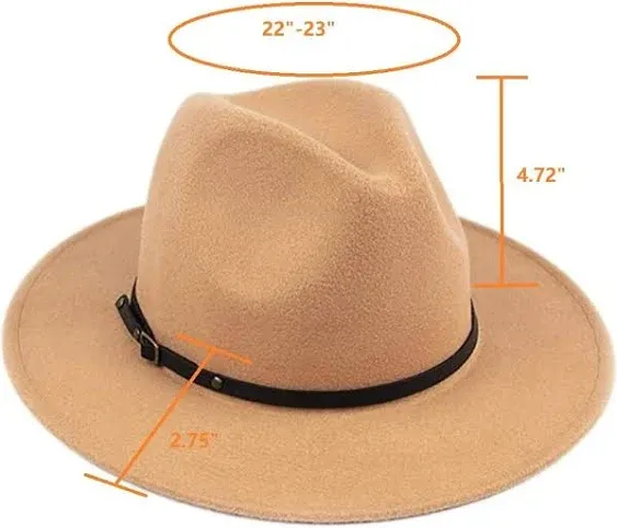 Wide Brim Fedora Hats for Women Dress Hats for Men Two Tone Panama Hat with Belt Buckle