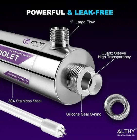 ALTHY UVF-FS48 Whole House UV Ultraviolet Water Filter Purifier