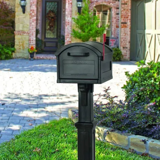 ARCHITECTURAL MAILBOXES Grand Haven Plastic, Mailbox and Post Kit, Black