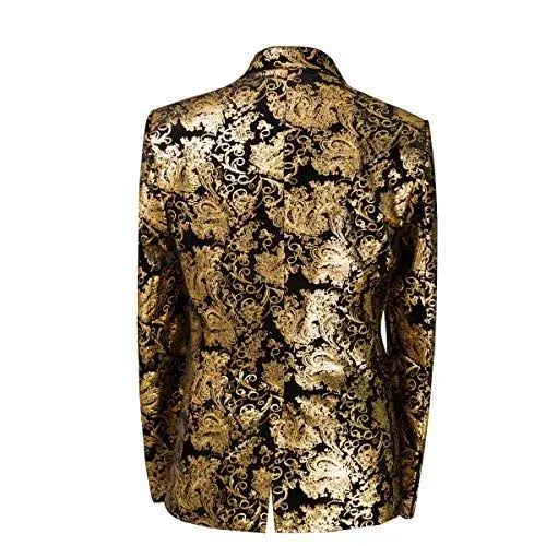 Cloudstyle Men's Dress Floral Suit Notched Lapel Slim Fit Stylish Blazer Dress Suit