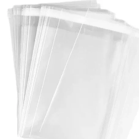 100PCS Self Sealing Transparent Flat Cello Cellophane Bag Crystal Plastic Storage Poly PE Bags for Clothing Store T-Shirt Gift Packing Cloth Garment Sample Card Treat Wrap(4.7"x7")