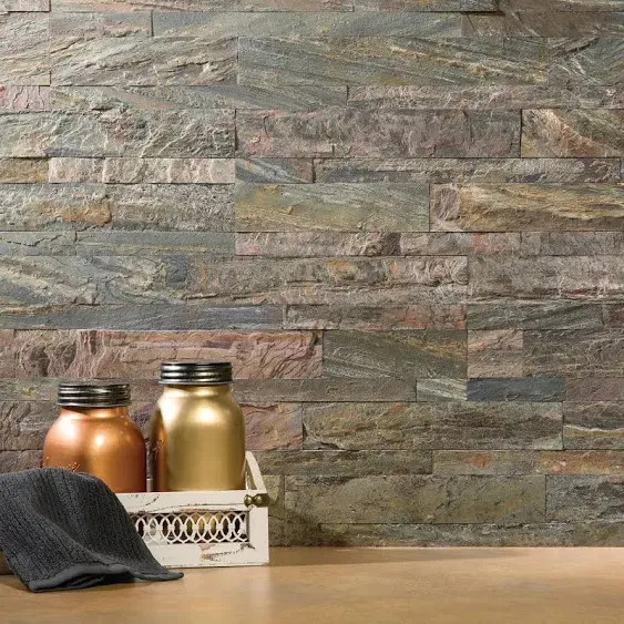 Aspect Peel and Stick Stone Overlay Kitchen Backsplash