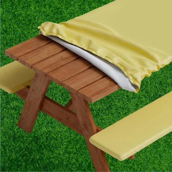 Sorfey Picnic Table Cover with Bench Covers -Fitted with Elastic, Vinyl with ...