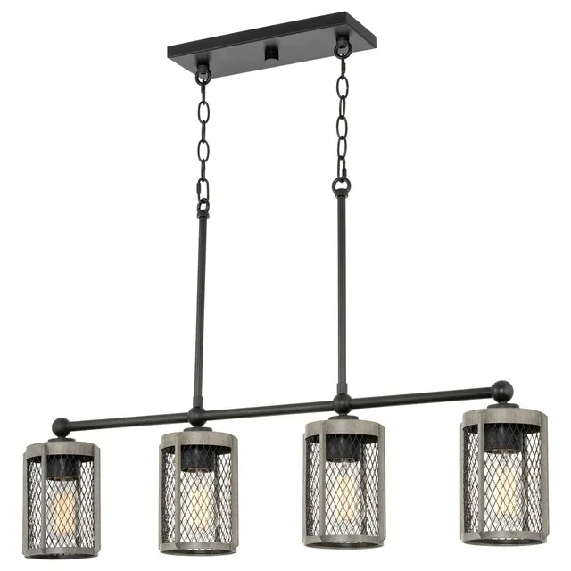 Kira Home Walden 33" Farmhouse Island Light, Metal Cage Shades