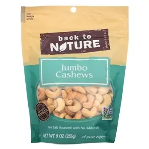 Back to Nature Sea Salt Roasted Jumbo Cashews Nuts, 9 Ounce -- 9 per case.