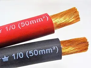 1/0 AWG EXCELENE WELDING CABLE BLACK or RED MADE in USA (15 FT, 50% RED / 50% BL