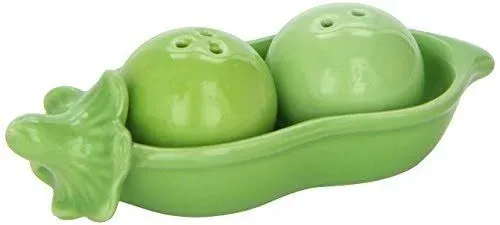 Kate Aspen Two Peas in A Pod - Ceramic Salt & Pepper Shakers in Ivy Print Gift Box