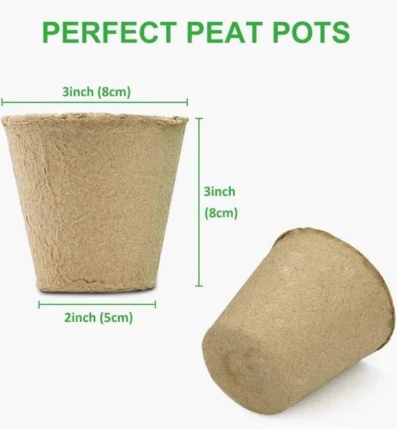 GROWNEER 60 Packs 3 Inch Peat Pots Plant Starters for Seedling with 15 Pcs Plant Labels, Biodegradable Herb Seed Starter Pots Kits, Garden Germination Nursery Pot