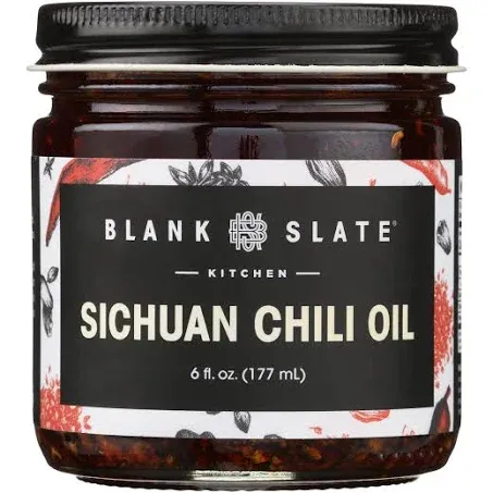 Blank Slate Kitchen Sichuan Chili Oil (6 Oz) | Gourmet Spicy Tingly Numbing Umami Hot Sauce | Authentic Chinese Mala | Vegan, Gluten-Free, Sugar-Free, Non-GMO, No MSG