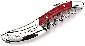 Laguiole en Aubrac Stainless Steel Corkscrew with Marshmallow Red Handle