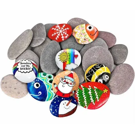 River Rocks for Painting 25 Pcs Large 2-3 Inch Flat Smooth Painting Stones Craft Rock to Paint for Kids Crafts Painting Bulk