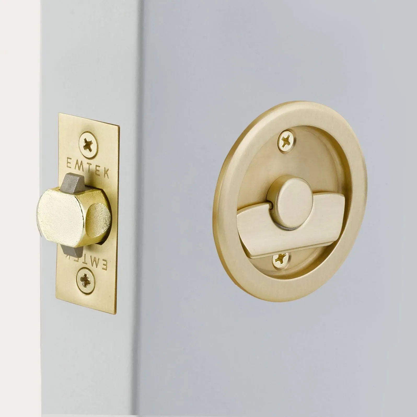 Tubular Pocket Door (Round Privacy, Satin Brass (US4))