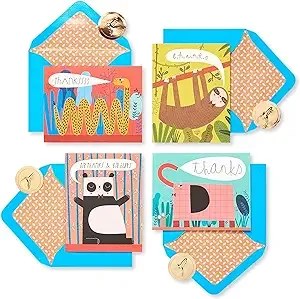 Papyrus Thank You Cards with Envelopes, Animals (20-Count)