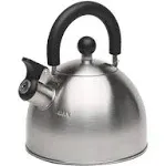 Primula Stewart Whistling Stovetop Tea Kettle Food Grade Stainless Steel, Hot Water Fast to Boil, Cool Touch Folding, 1.5-Quart, Brushed with Black Handle