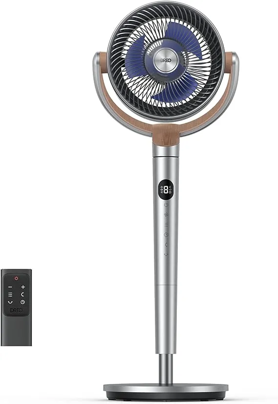 Dreo Standing Fan, Omni-Directional Oscillating Fan for Bedroom, 80 ft Circulator with Remote