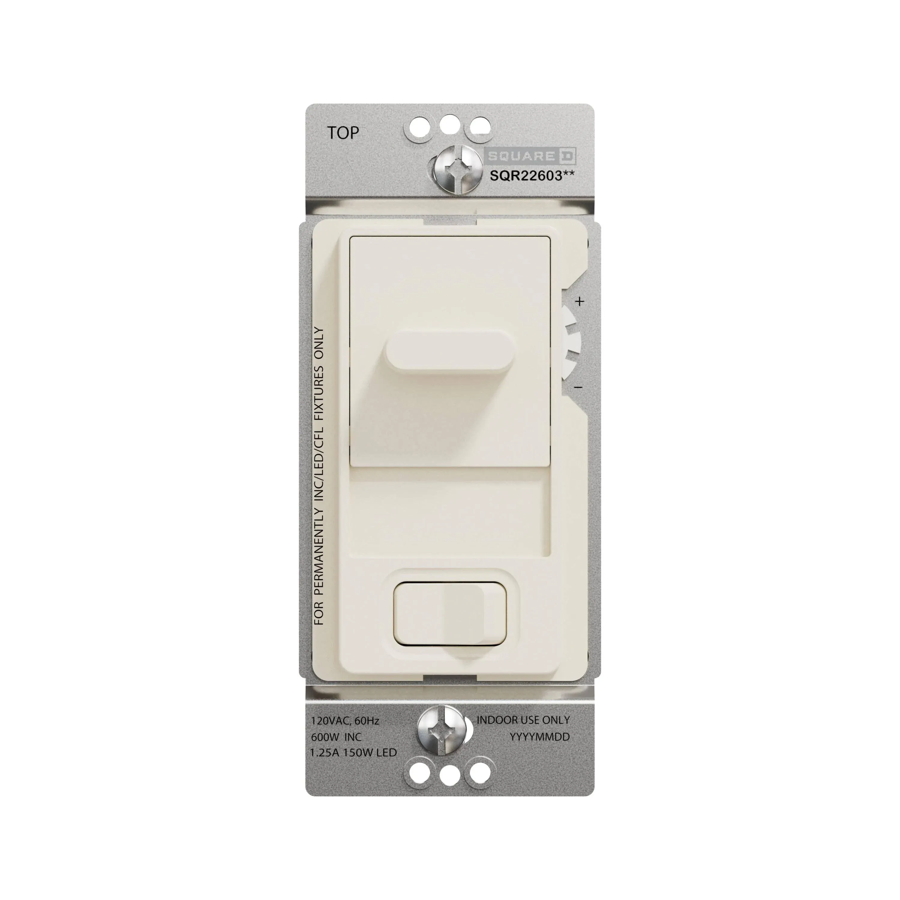 Square D X Series 15-Amp 600-Watt Single-Pole/3-Way Slider Dimmer Matte Light Almond