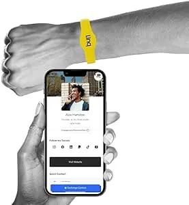 Linq Bracelet v3 - Smart NFC and QR Technology Band for Networking, Custom Links, Videos, and More (Yellow)