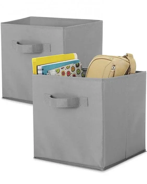 Whitmor Collapsible Cubes-Set of 2, Paloma Gray, 10&#034;x10&#034;x10&#034;  