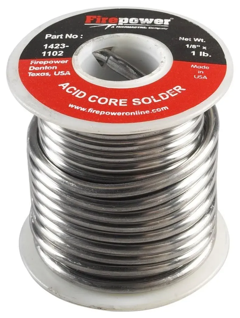 Firepower 1423-1102 Solder, Acid Flux Core, Comm.