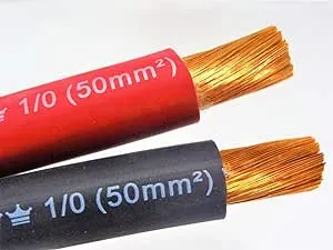 1/0 AWG EXCELENE WELDING CABLE BLACK or RED MADE in USA (15 FT, 50% RED / 50% BL