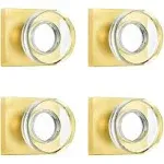 coolnews 4 Pack Crystal Glass Dummy Door Knobs for Hall Closet, Satin Brass Finish