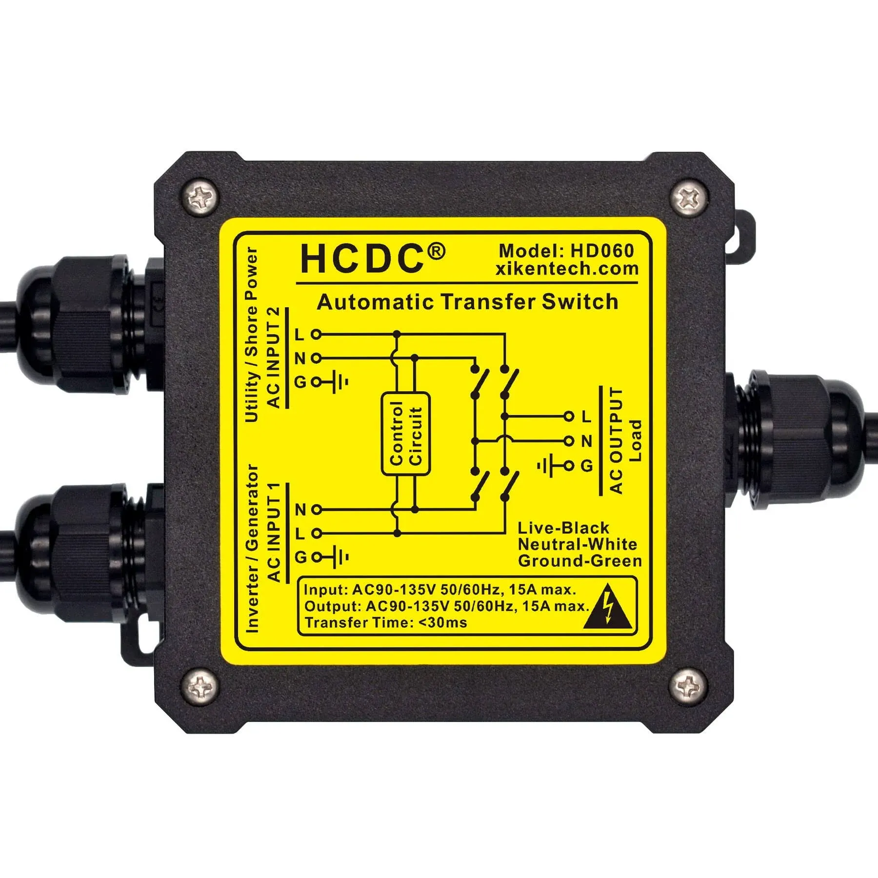 HCDC AC120V 15Amp Automatic Transfer Switch, ATS Auto Transfer Switch, HD060