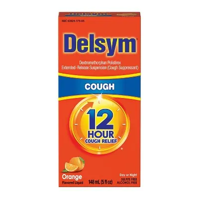 Delsym Adult 12 hour Cough Relief Medicine, Powerful Cough Relief for 12 Good Hours, Cough Suppressing Liquid, #1 Pharmacist Recommended, Orange Flavor, 5 Fl Oz