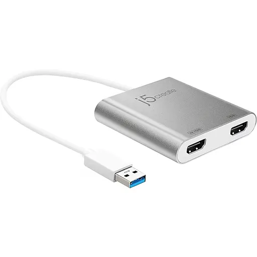 j5create - USB 3.0 to Dual HDMI Multi-Monitor Adapter - Silver