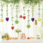 Cheerland 12 Strings Fruit Garlands for Kids Birthday Party Decorations Tropic Fruit Streamer Backdrop Banner Decor for Summer Party Fo