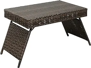 AC Pacific Portable Folding Wicker Table