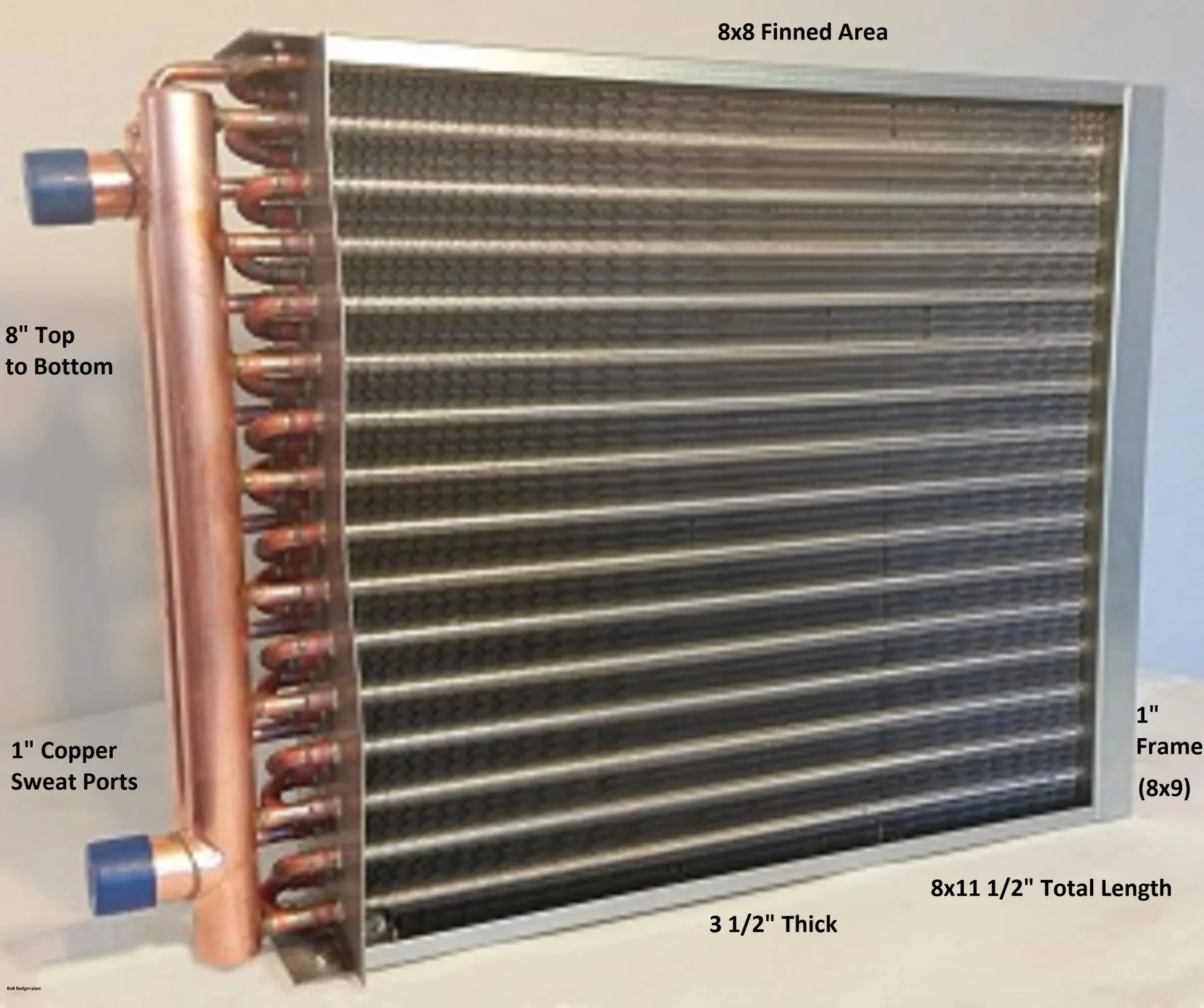 Badgerpipe 8x8 Water to Air Heat Exchanger