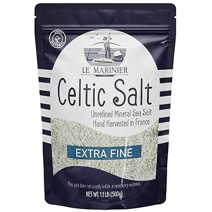 Le Marinier Celtic Salt Extra Fine, 1.1lb - 18oz. Unrefined French Sea Salt 100% Natural, Hand Harvested Mineral Celtic Salt (1.1lb Extra Fine)