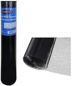 MTB Supply Black PVC Coated Hardware Cloth 36 inch x 25 Foot -1/4 inch x 1/4 inch 23ga