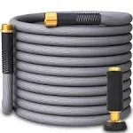 TITAN Garden Hose | Flexible, Lightweight, Kink-Free & Durable Hybrid Water Hose with Heavy Duty Brass Connectors & High-Pressure Jet Nozzle (100FT x 5/8”)