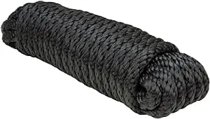 Extreme Max 3008.0031 Solid Braid MFP Utility Rope - 1/2" x 50\', Black