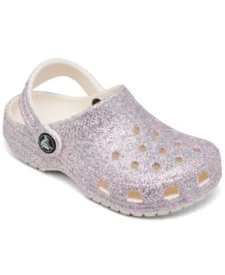 Crocs Classic Glitter Clog - Baby / Toddler - Mystic - White-Silver - Womens - Size 4