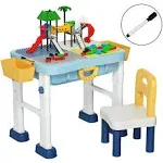 Costway 6 in 1 Kids Activity Table Set w/ Chair Toddler Luggage Building Block Table