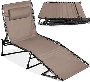 Best Choice Products Patio Chaise Lounge Chair, Outdoor Portable Adjustable Pool Recliner w/ Pillow - Warm Taupe