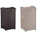 Suncast Trash Hideaway Outdoor Patio 33 Gallon Trash Can Bin 1 Java and 1 Taupe