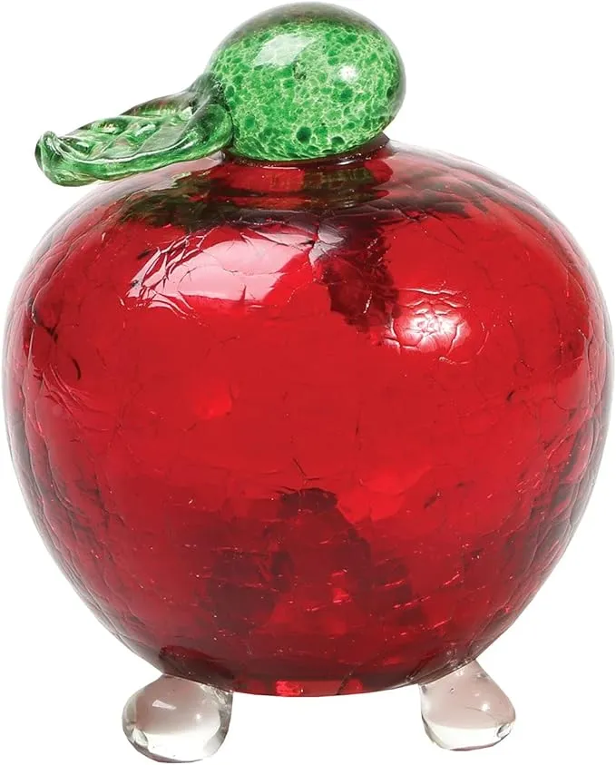 Handmade Red Crackle Glass Apple Fruit Fly Trap,4.5"