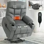 Power Lift Recliner Sofa Chair with 8-Point Vibration Massage and Lumbar Heating