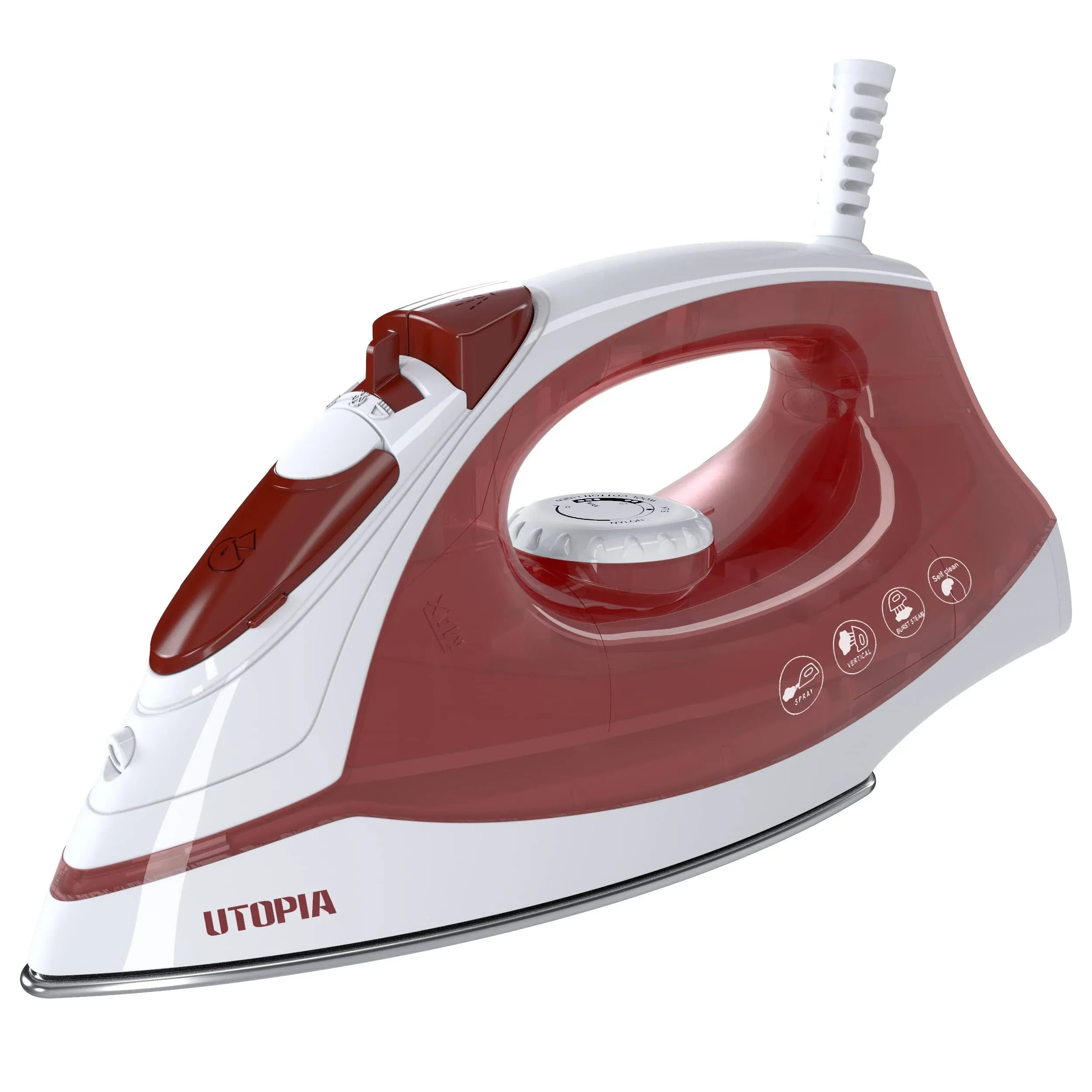 Utopia Home Steam Iron for Clothes with Non-Stick Soleplate - 1200W Clothes Iron with Adjustable Thermostat Control, Overheat Safety Protection &