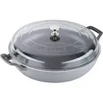 Staub Cast Iron Braiser with Glass Lid, 3.5 qt Graphite