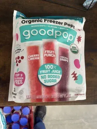 Goodpop Organic Freezer Pops - 100% Juice, No Added Sugar - 20Ct