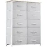 YITAHOME 10-Drawer Dresser, Fabric Storage Tower, Tall Dresser for Bedroom, Living Room, Hallway, Closets, Sturdy Steel Frame, Wooden Top, Easy Pull Fabric Bins